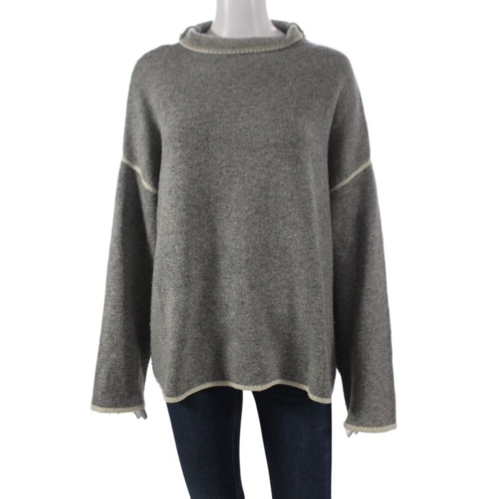 Zara Women Pullover Sweater Gray Mock Neck Long Sleeve Size L